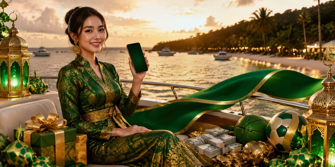 Suasana pantai cerah dengan penawaran bonus cashback yang menggiurkan